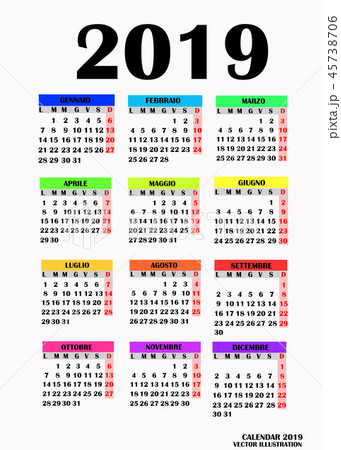 Simple design for calendar 2019. Vector. Simple design for calendar 2019. Vector. 45738706