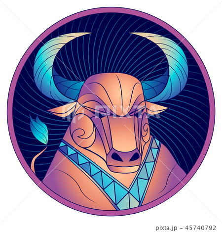 Taurus zodiac sign, horoscope symbol, blue, vector Taurus zodiac sign, horoscope symbol, blue, vector 45740792