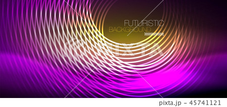 Neon glowing techno lines, hi-tech futuristic abstract background template with square shapes 45741121