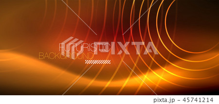 Neon glowing techno lines, hi-tech futuristic abstract background template with square shapes 45741214