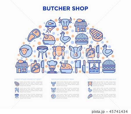 Butcher shop concept in half circle 45741434