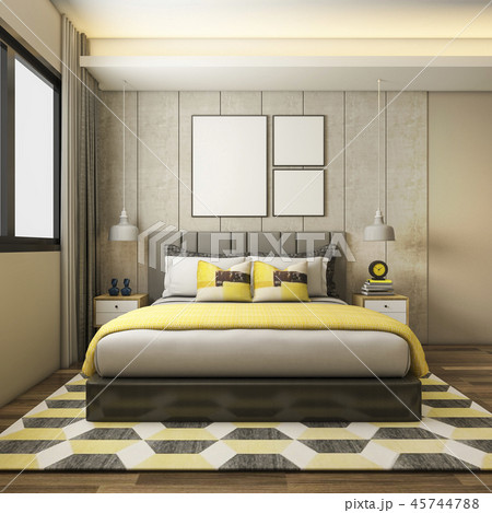 beautiful luxury yellow bedroom suite in hotel  45744788