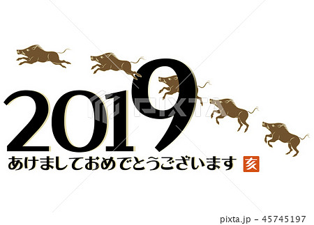 年賀状　2019年　亥年 45745197