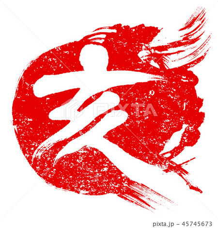 「亥」2019年　年賀状用朱印筆文字アイコン素材 45745673
