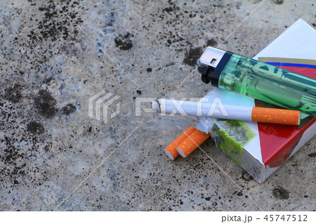 closeup cigarette in the package on cement closeup cigarette in the package on cement 45747512
