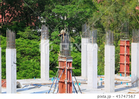 construction laborer team working on building  45747567