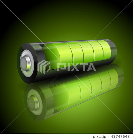 Realistic 3d green battery, charging status indicator Realistic 3d green battery, charging status indicator 45747648
