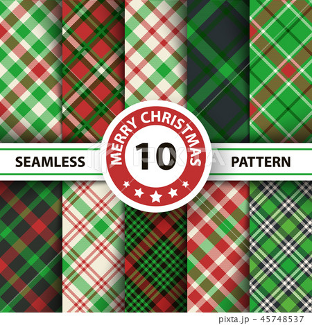 Tartan Merry Christmas check seamless patterns 45748537