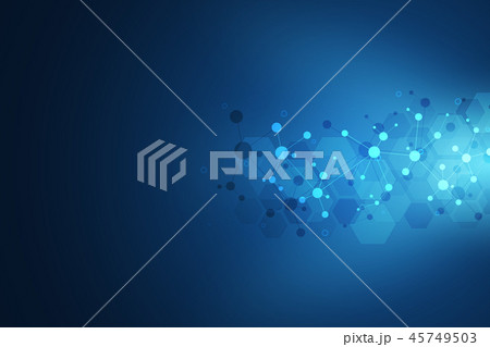 Abstract geometric texture with molecular structures and neural network. Molecules DNA and genetic 45749503