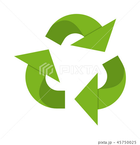 Cartoon green recycle sign Cartoon green recycle sign 45750025