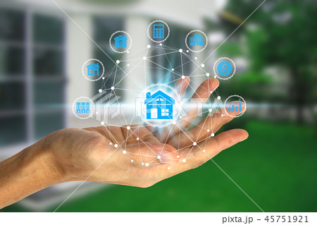 Hand holding with property investment icons 45751921