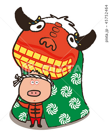 獅子舞と豚ちゃん cute pig and shishimai 45752464