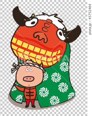 獅子舞と豚ちゃん cute pig and shishimai 45752464
