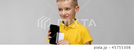 Cute boy with telephone 45755308