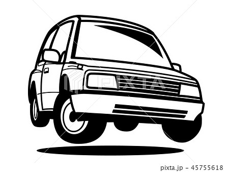 懐かしめ国産ライトクロカン　塗り絵風　ジャンプ　自動車イラスト 45755618