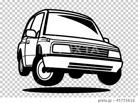 懐かしめ国産ライトクロカン　塗り絵風　ジャンプ　自動車イラスト 45755618