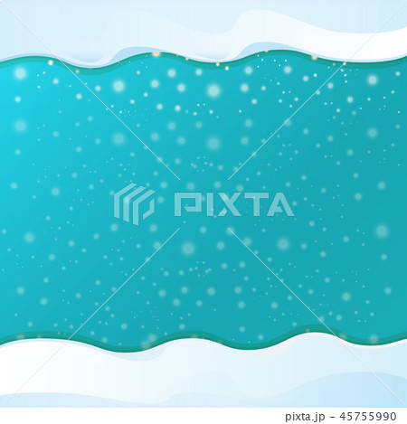 vector winter snow caps on azure sky background with snowflakes. winter snow border or frame for 45755990