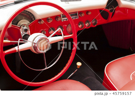 Interior of the classic retro vehicle antique car Interior of the classic retro vehicle antique car 45759157
