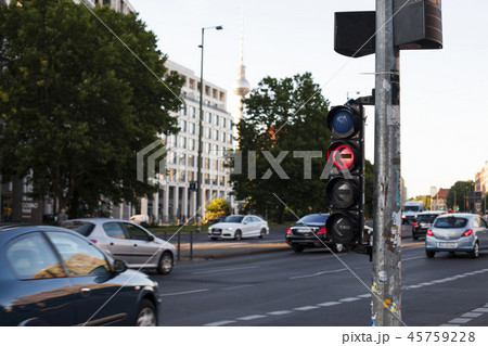 Traffic light in Berlin Germany. Walking and bicycle crossing Traffic light in Berlin Germany. Walking and bicycle crossing 45759228
