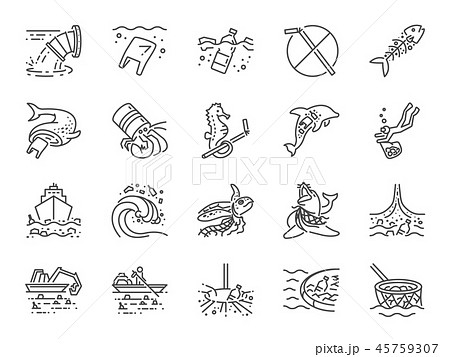 Marine pollution icon set Marine pollution icon set 45759307
