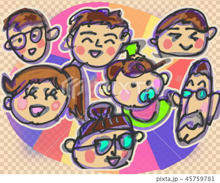 みんな☆楽しい☆仲間☆家族☆地域☆仲良し☆大勢☆地域のイラスト素材