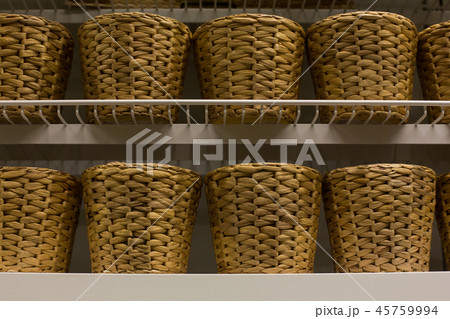gardening, sale and consumerism concept - flower pots on shelves at garden shop 45759994