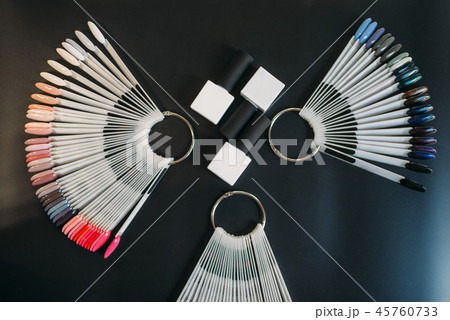 Nail sample fan on black background, nobody 45760733