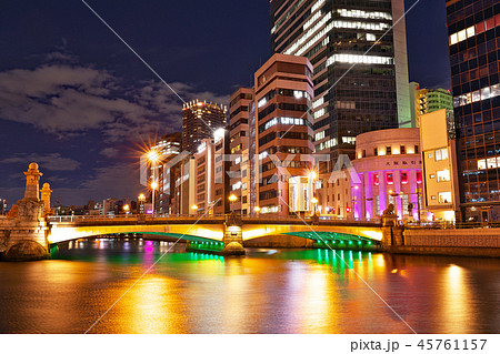 【難波橋 夜景】 大阪府大阪市北区中之島 45761157