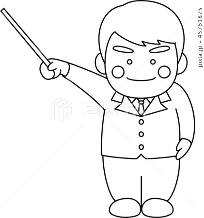 男性キャラクター指示棒のイラスト素材