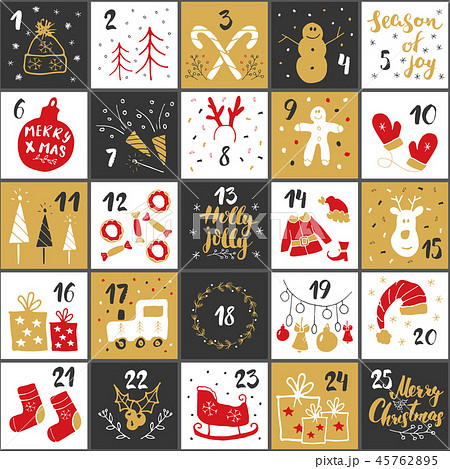 Christmas Advent Calendar Winter Holidays Vectorのイラスト素材