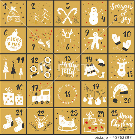 Christmas Advent Calendar Winter Holidays Vectorのイラスト素材