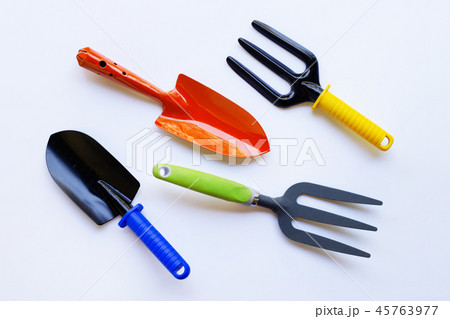 Garden shovel and fork isolated Garden shovel and fork isolated 45763977