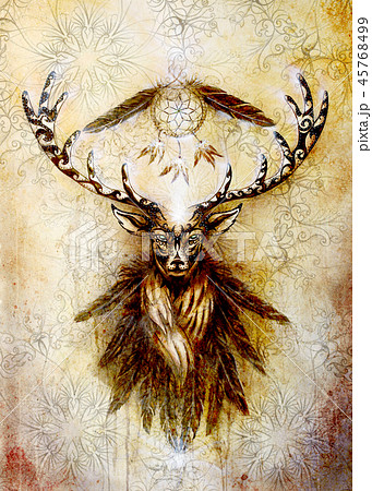 Sacred Ornamental Deer Spirit With Dream のイラスト素材