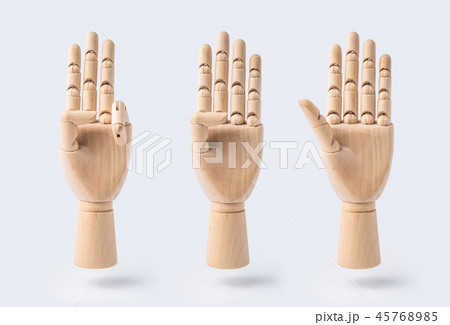wooden hand with number 3, 4 and 5 posture 45768985