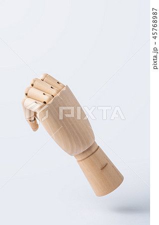 wooden raise hand with fist posture 45768987