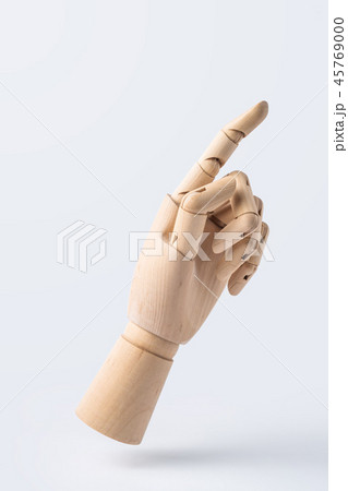 wooden hand with number 1 posture wooden hand with number 1 posture 45769000