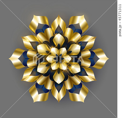 Golden luxury background vector. Gold snowflake floral pattern design. Floral mandala ornament Golden luxury background vector. Gold snowflake floral pattern design. Floral mandala ornament 45771311