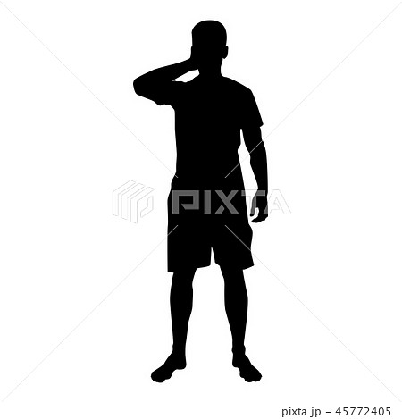 Man closing his eyes his hands silhouette front 45772405