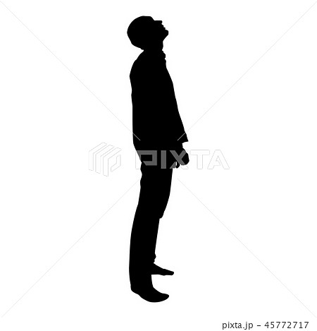 Man looks up silhouette icon black color Man looks up silhouette icon black color 45772717