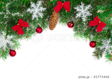 Christmas background decorated with snowflakes isolated on white with copy space for your text. Top Christmas background decorated with snowflakes isolated on white with copy space for your text. Top 45773408