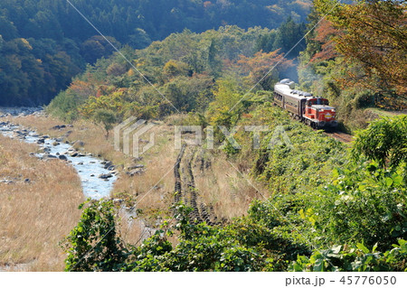 わたらせ渓谷鐵道「川沿いの風景とトロッコ列車」 45776050