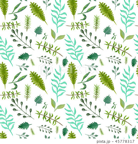 Tender green leaves and branches pattern Tender green leaves and branches pattern 45778317