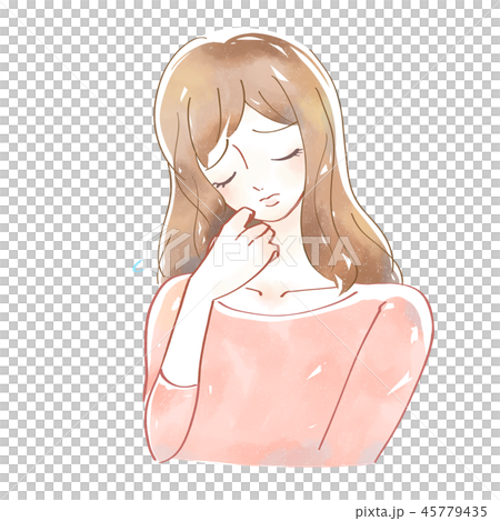 懊惱的女人插圖水彩 懊惱的女人插圖水彩 45779435