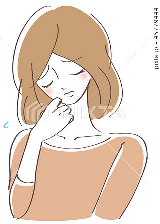 悩む 女性 イラストのイラスト素材