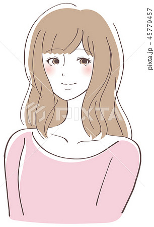 笑顔 女性 イラストのイラスト素材 45779457 Pixta