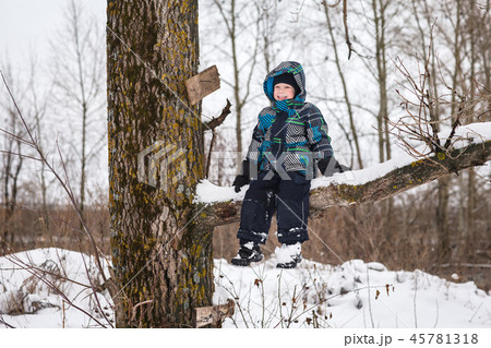 The boy on a tree. 45781318