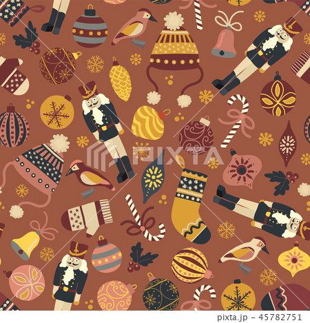 Vintage Christmas seamless vector pattern backgrou Vintage Christmas seamless vector pattern backgrou 45782751