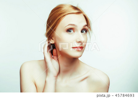 young pretty redhead woman posing smiling isolated on white back young pretty redhead woman posing smiling isolated on white back 45784693