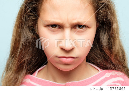 serious girl angry displeased look gathered brows serious girl angry displeased look gathered brows 45785865