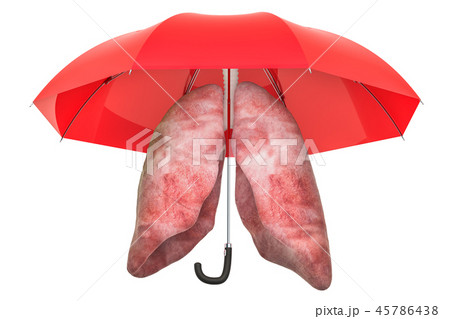 Human lungs under umbrella, protect concept Human lungs under umbrella, protect concept 45786438